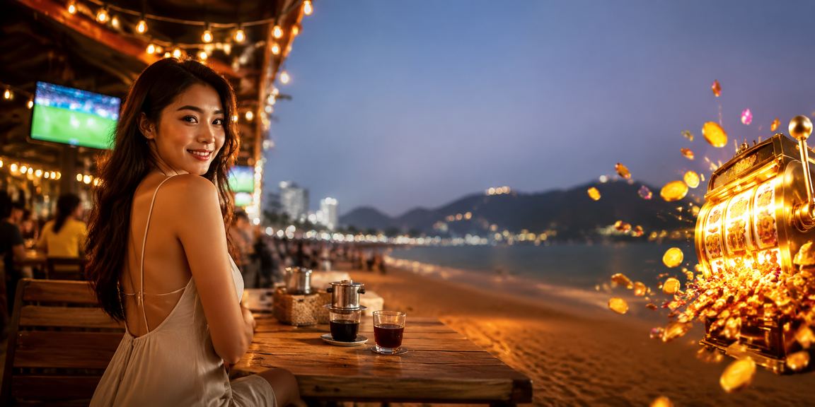 Người chơi tại Vũng Tàu thực hiện thanh toán game trong quán cà phê ven biển